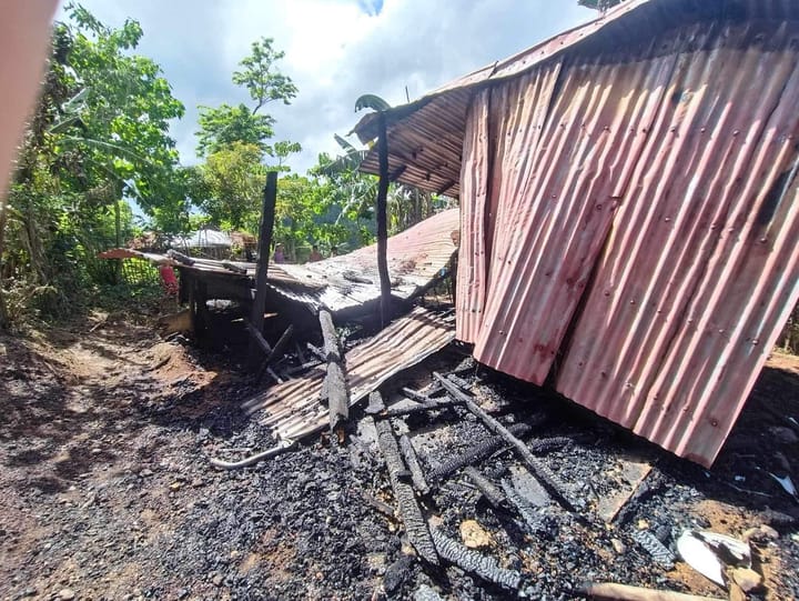 A house caught fire in Caramoan